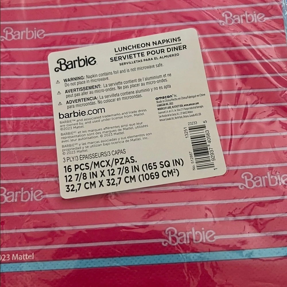 NWT 96pc Barbie holographic napkins
